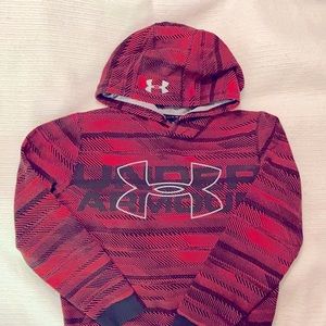 Under Armour hoodie sweat shirt. Boys LG. Red/black